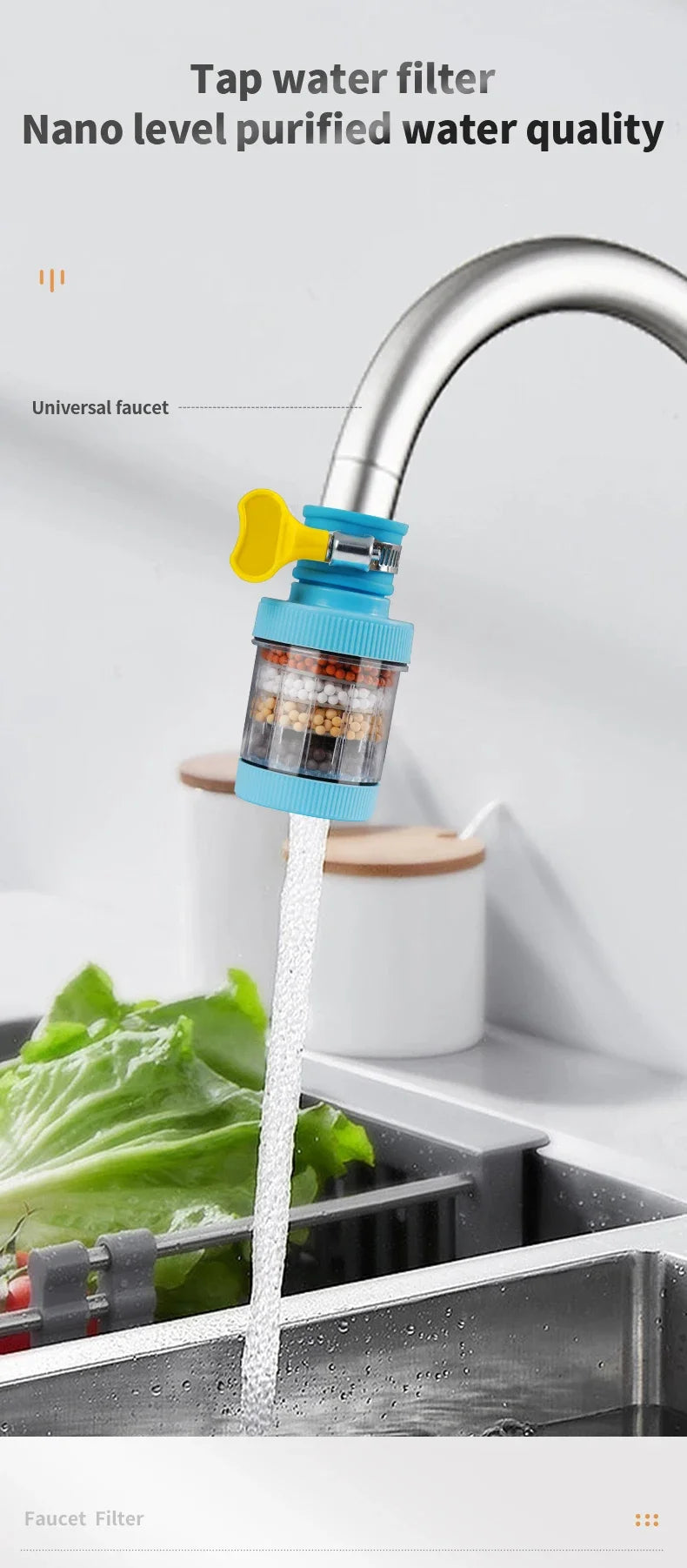 Water Faucet Filter Household Kitchen Home Mini Tap Water Clean Purifier