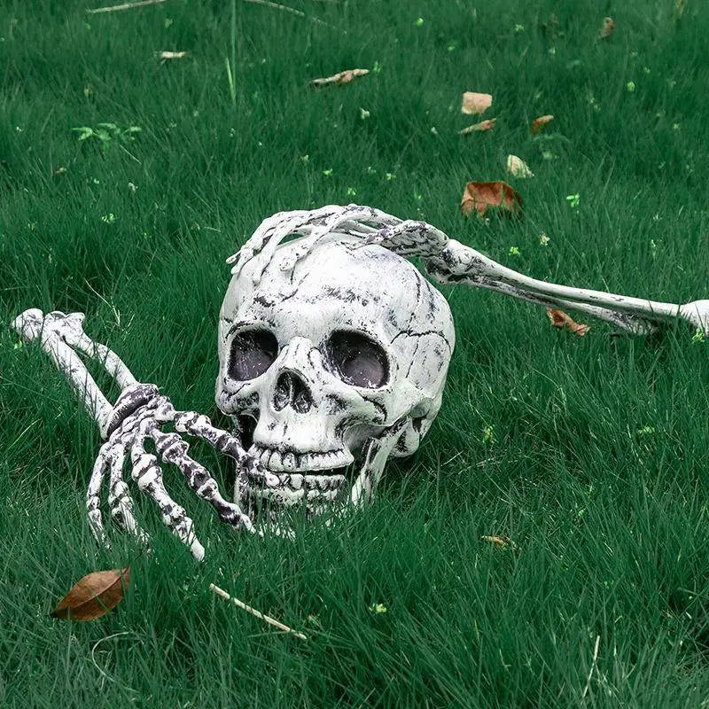 Halloween Home Decor Skeleton Head Outdoor Scary Props Realistic Skull Prank