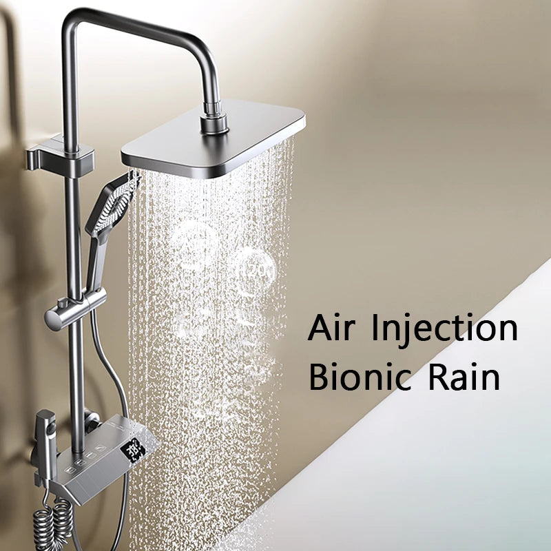 Bathroom Shower Full Set Black, White, and Gray Shower System Set