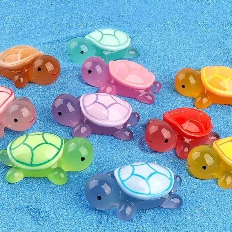 50/2pcs Cute Mini Luminous Turtle Ornaments Glowing in The Dark Miniatures