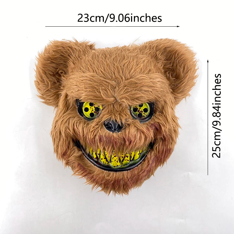 LED Cosplay Glowing Bloody Bear Mask Halloween Plush Rabbit Mask Neon Headgear