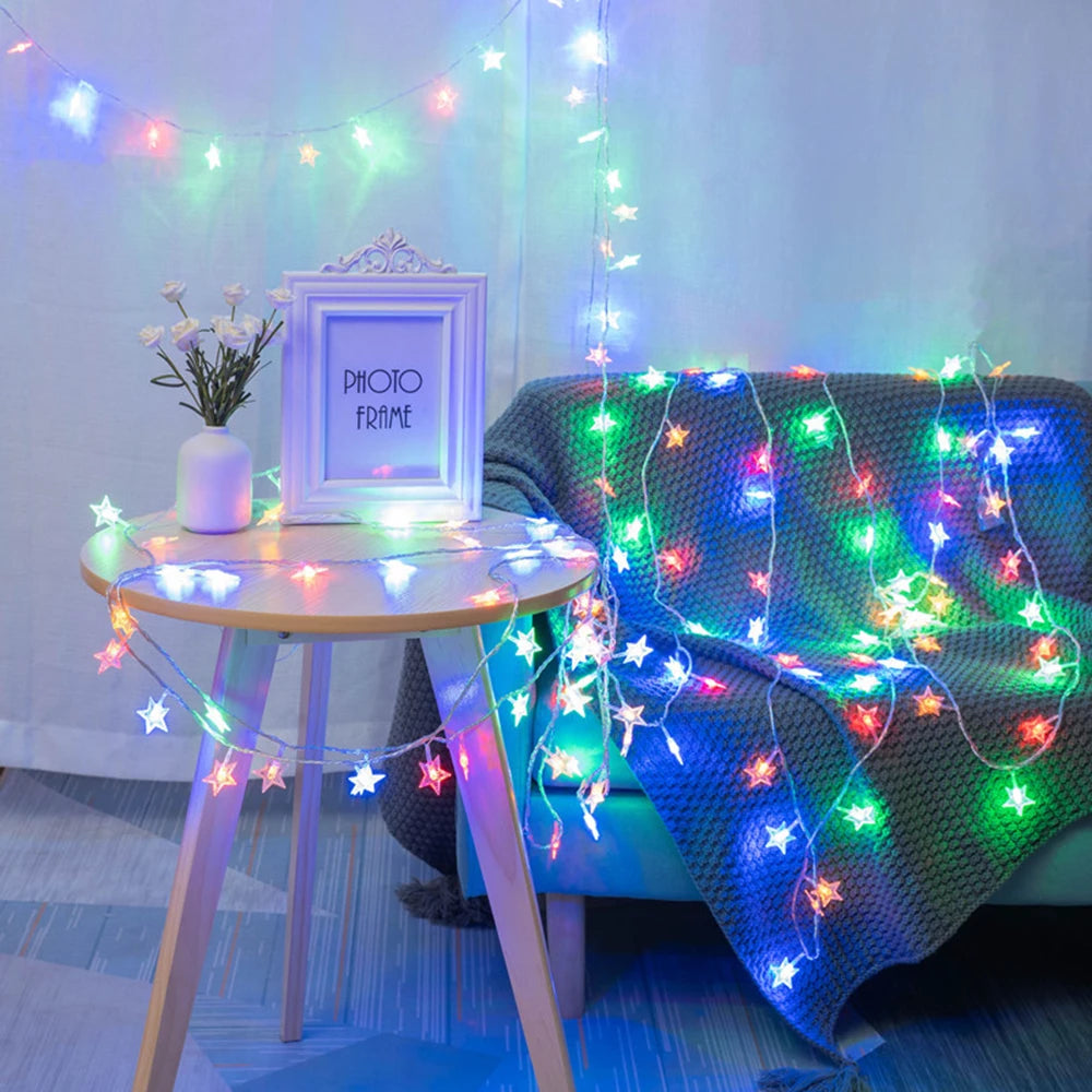 LED String Outdoor Star Chain Lights Bulb Fairy Lights for Home Garden Christmas Decor