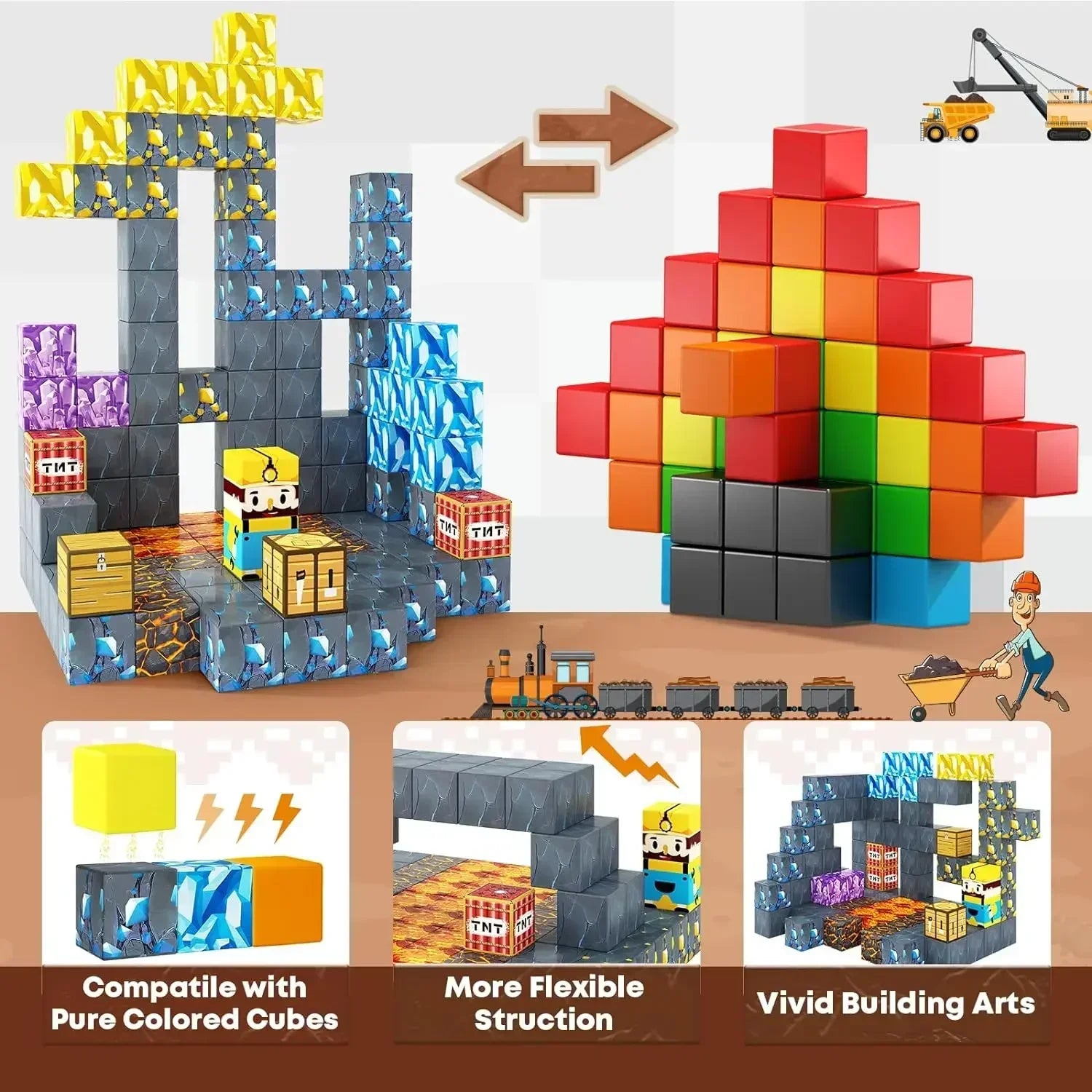 Magnetic Building Blocks World Magnet Cube for Stacking Construction Set