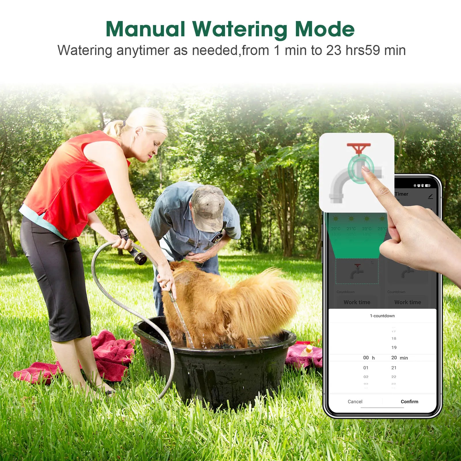 Automatic Water Timer Dual Hose Garden Irrigation Watering System Faucet Sprinkler