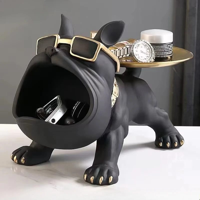 Home Decor Bulldog Figurine Dog Statue Storage Box Animal Ornament Art Sculpture