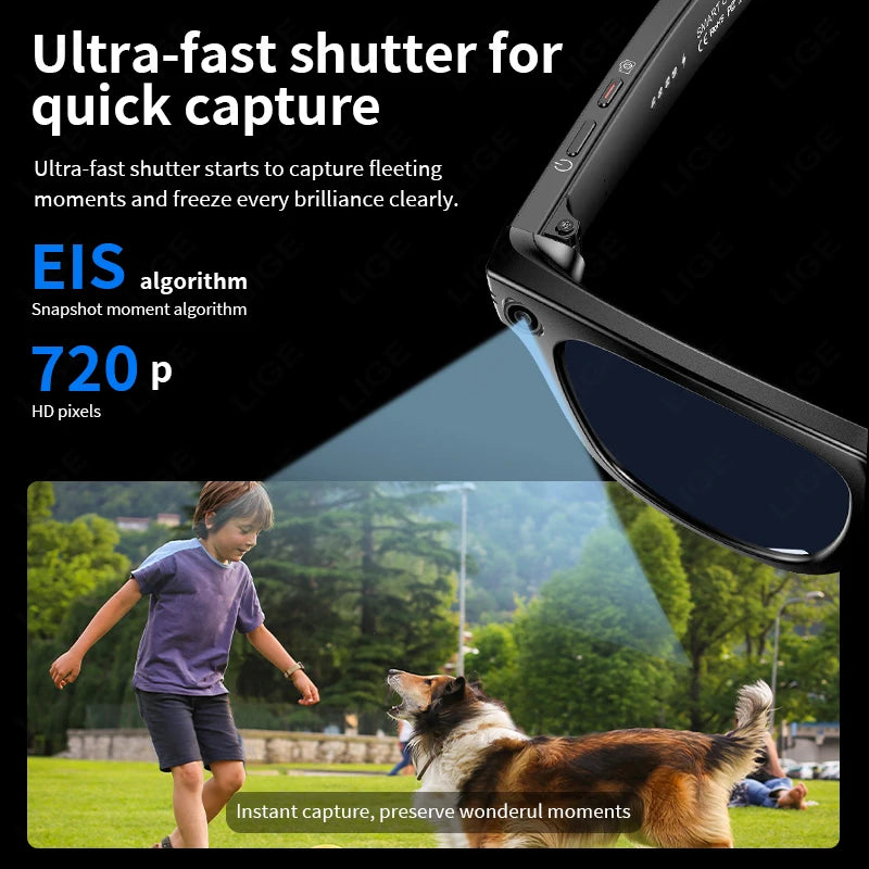 AI Camera Smart Glasses IP65 Waterproof Bluetooth for Call and Music Use ChatGPT