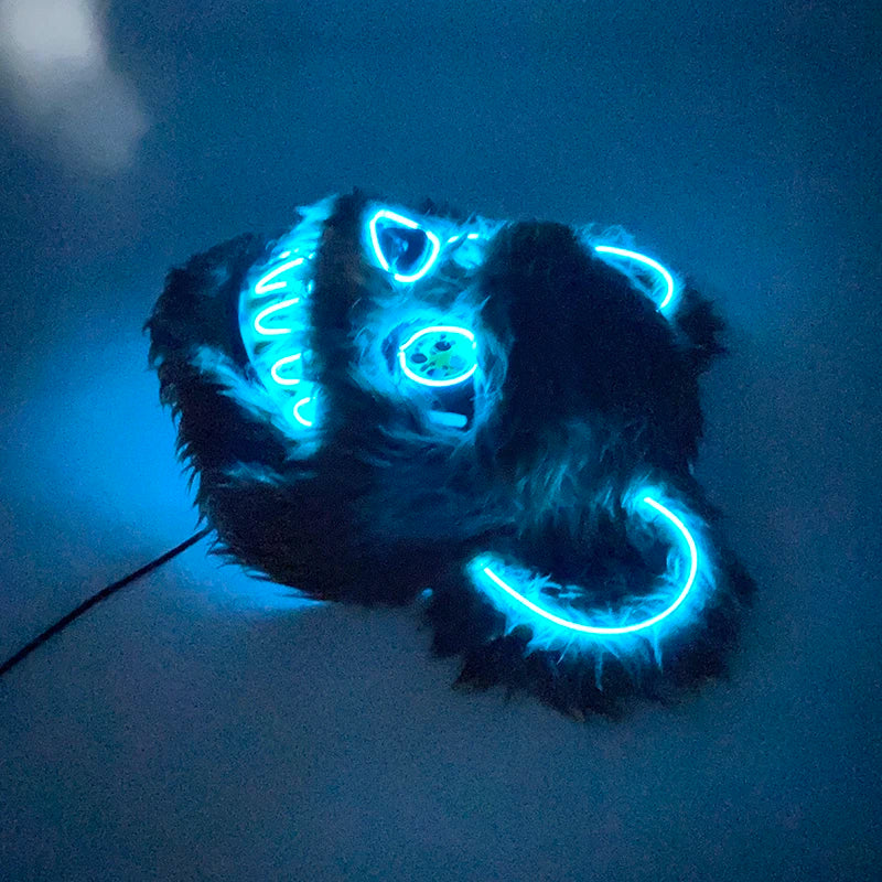 LED Cosplay Glowing Bloody Bear Mask Halloween Plush Rabbit Mask Neon Headgear