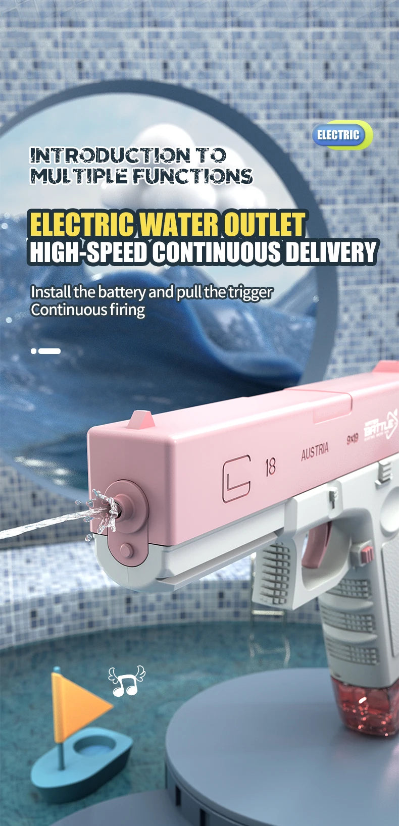 New Water Gun Electric M416 Pistol Shooting Toy Full Automatic