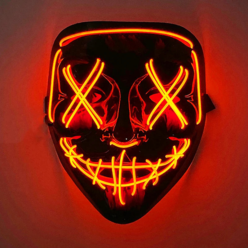 Wireless Glowing Mask LED Luminous Purge Mask Halloween Carnival Light Up Party Mask