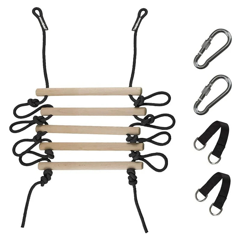 Children Climbing Rope Ladder Wooden Swing Indoor Outdoor Bodybuilding Set