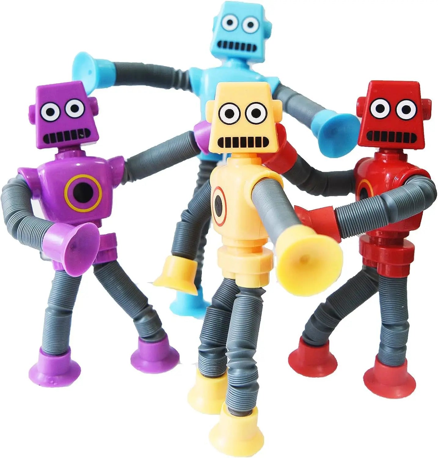 4/16PCS Pop Tubes Suction Cup Robot Toys Stress Relief Telescopic Sensory Toys for Kids