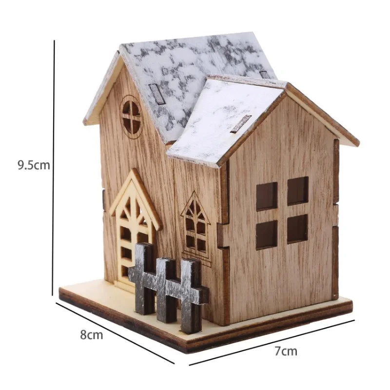 Christmas LED Light Wooden House Luminous Cabin Decorations