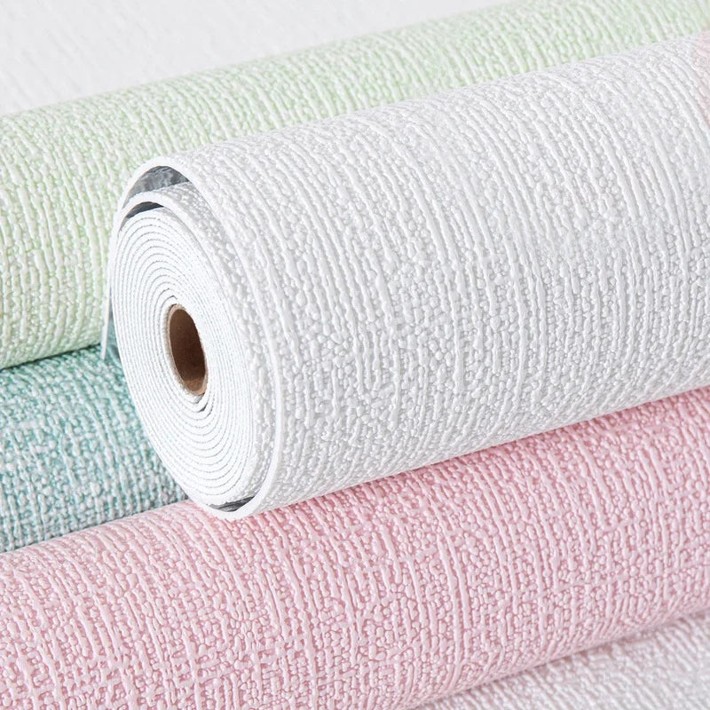 50cmX10m Linen 3D Foam Self-adhesive PVC Solid Color Waterproof Background Wall