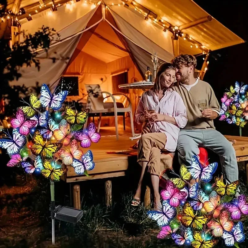 Solar LED Butterfly Flower Light Outdoor Simulation Garden Waterproof Lamp