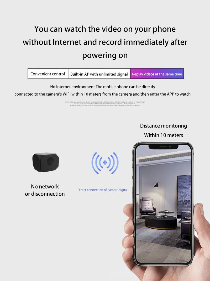 HD Mini Camera WiFi IP/AP Remote Monitoring Lightweight Portable Camcorder