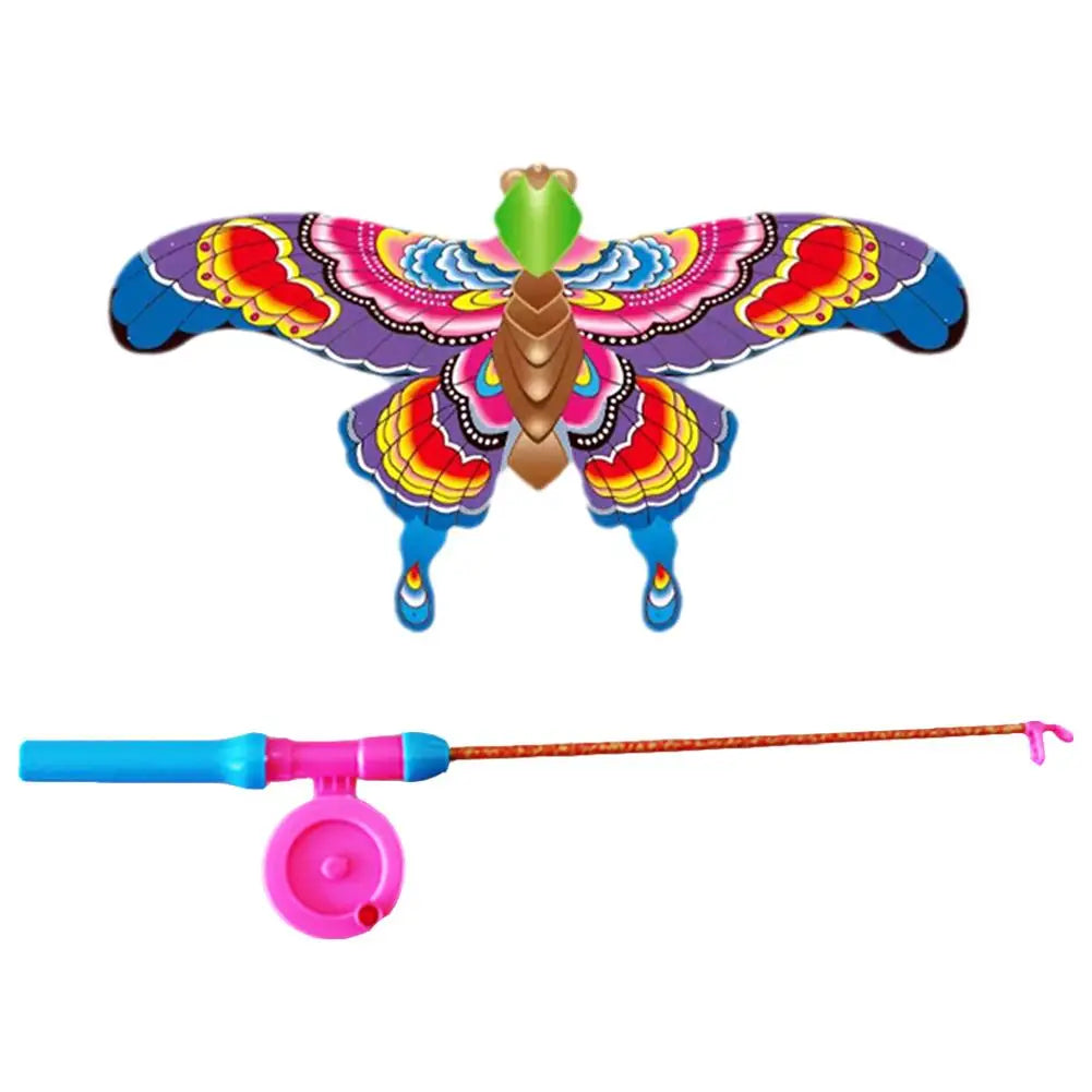 Outdoor Toys Kite Hand Brake Fishing Rod Butterflies For Kids
