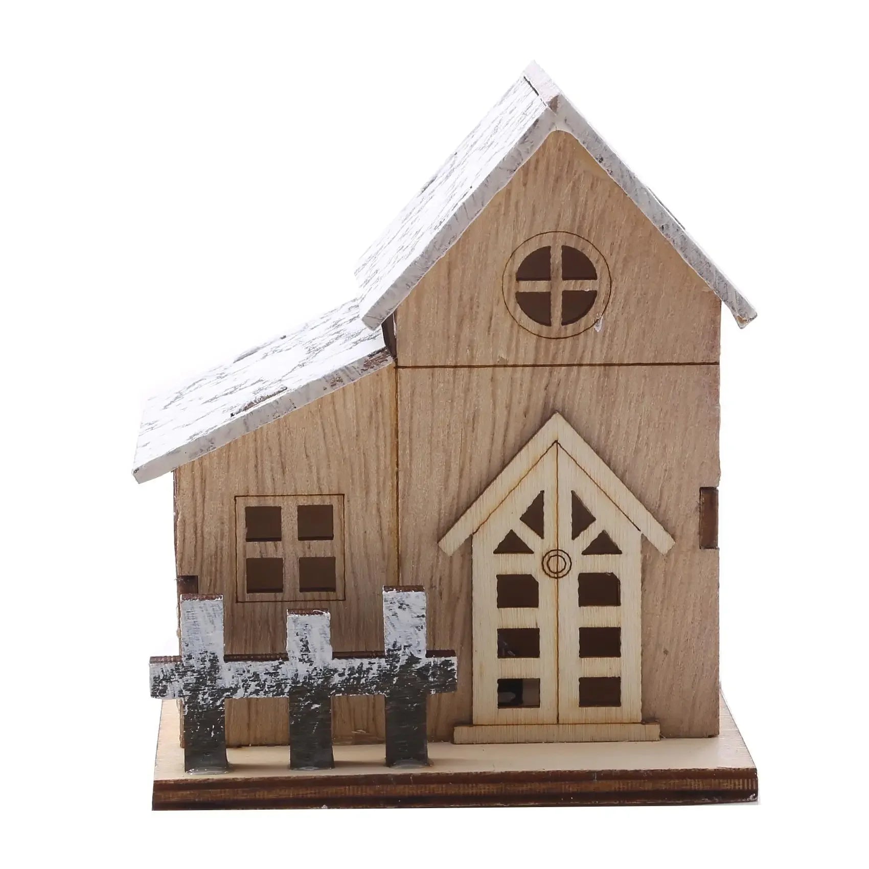 Christmas LED Light Wooden House Luminous Cabin Decorations