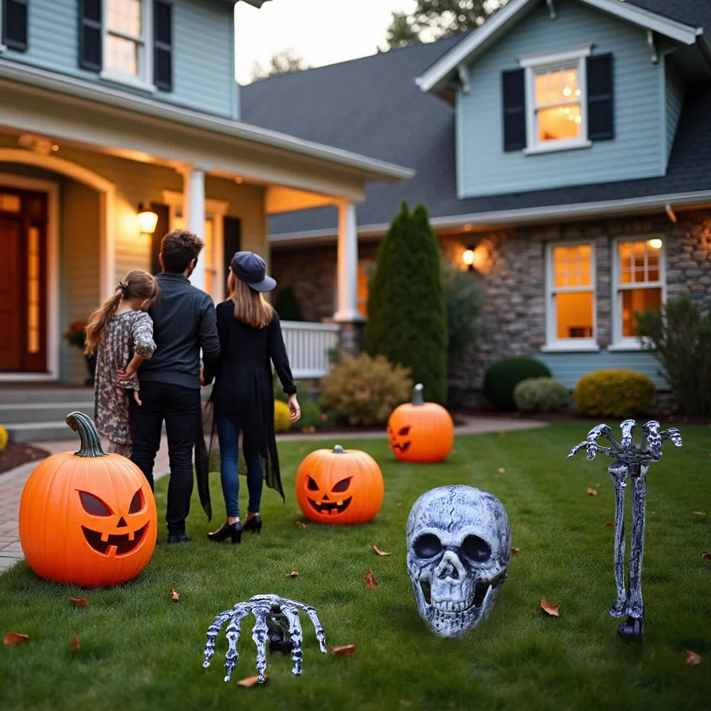 Halloween Home Decor Skeleton Head Outdoor Scary Props Realistic Skull Prank