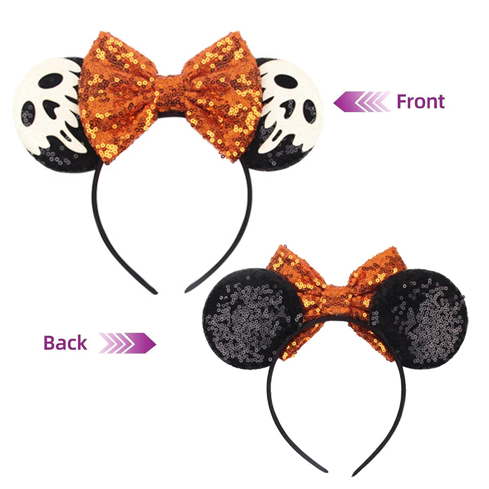 Newest Minnie Ears Headband Halloween Festival Party Sequins Bow Hair Accessories