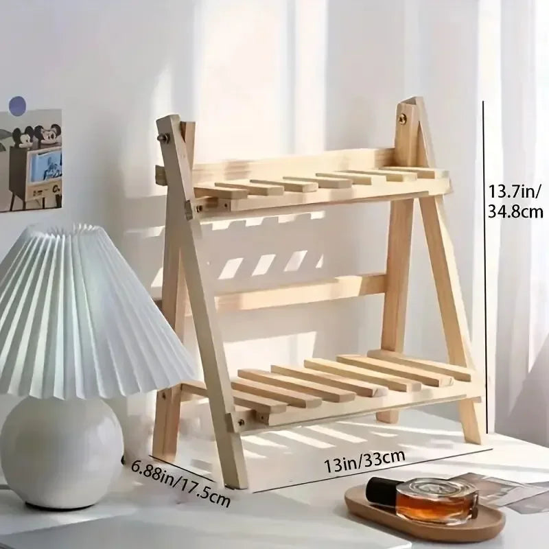 Bilayer Wooden Storage Shelf
