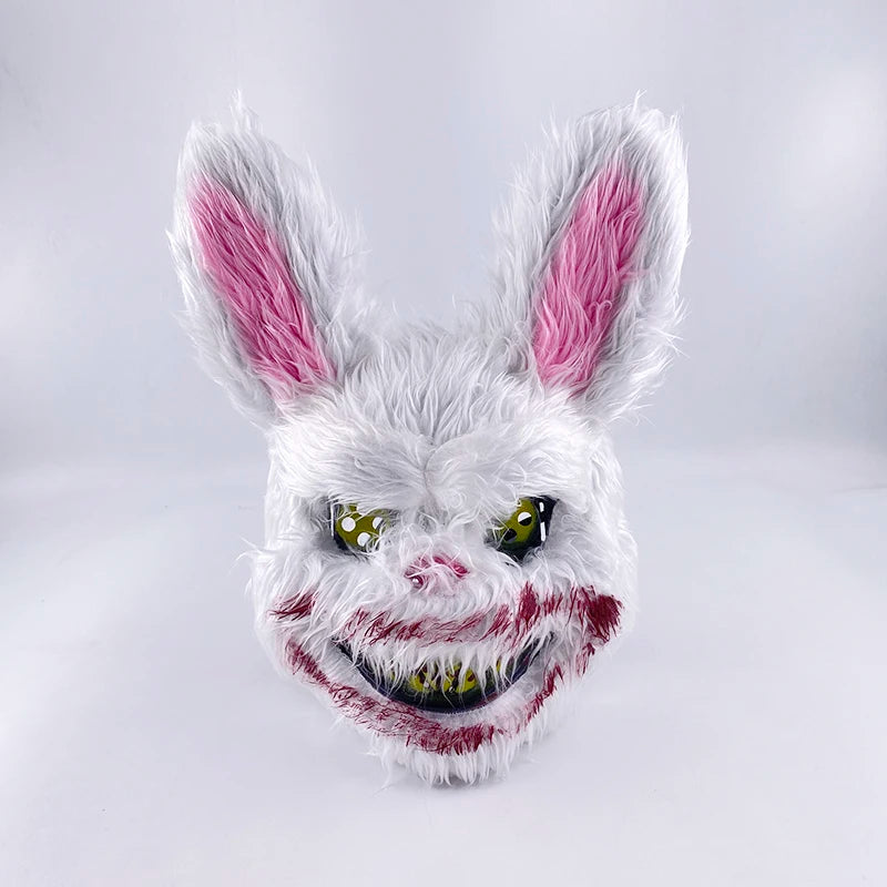 LED Cosplay Glowing Bloody Bear Mask Halloween Plush Rabbit Mask Neon Headgear