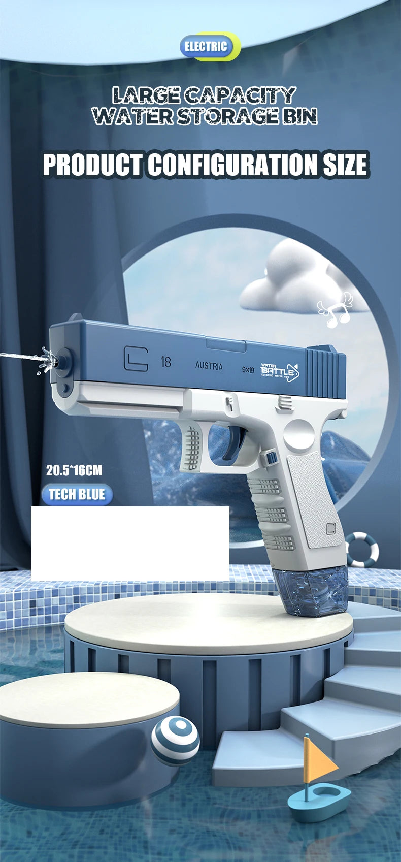 New Water Gun Electric M416 Pistol Shooting Toy Full Automatic