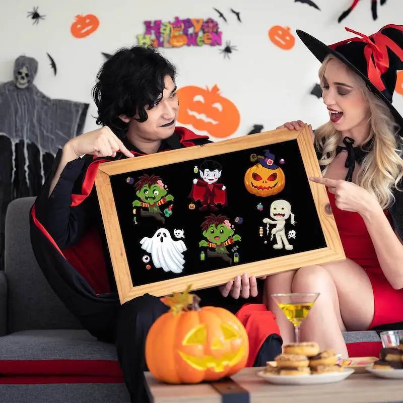 Kids DIY Halloween Stickers Make A Face Prank Puzzle Sticker Party Decoration