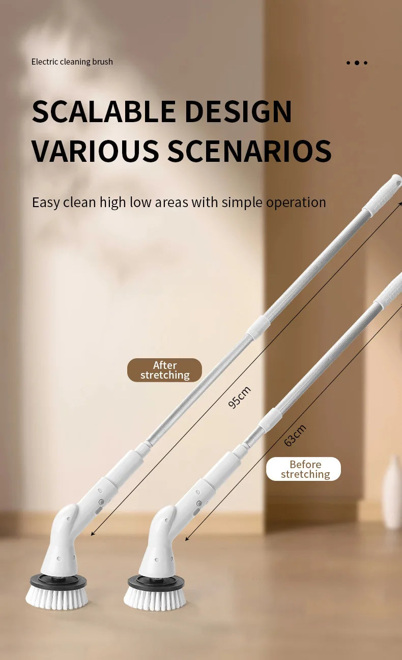 6 in 1 Powerful Electric Cleaning Brush Wireless Spin Scrubber Brush