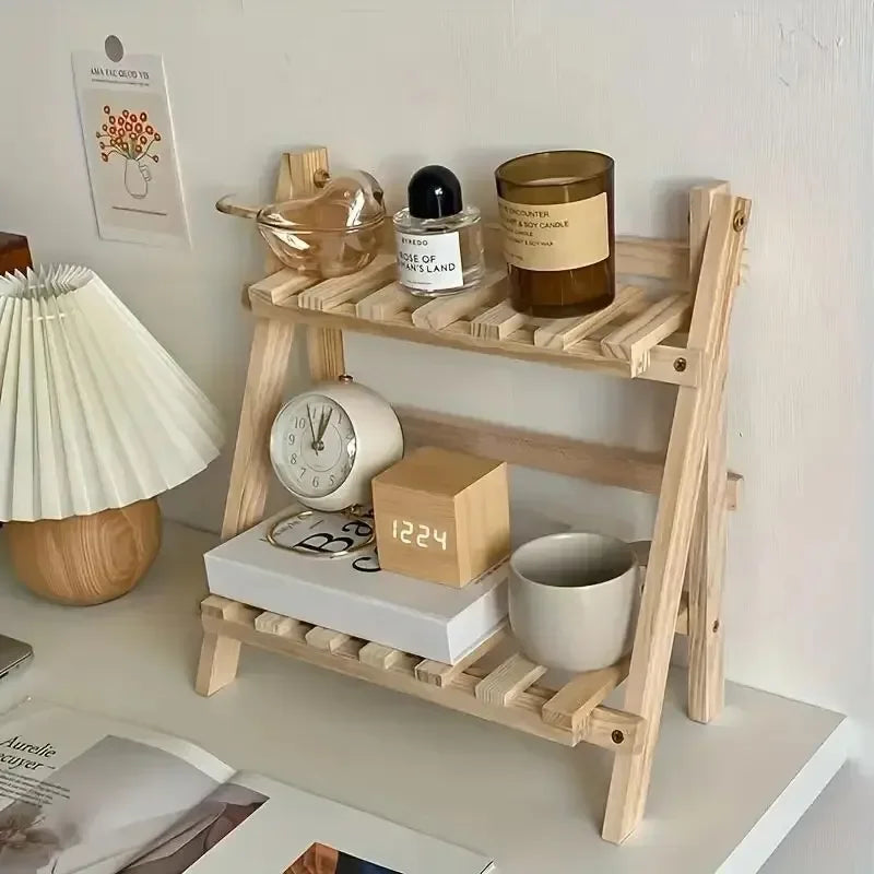 Bilayer Wooden Storage Shelf