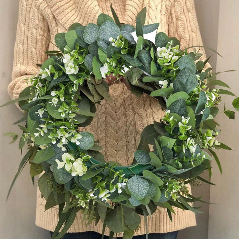 Eucalyptus Wreath Flowers Gifts DIY Rattan Creative Artificial Garland