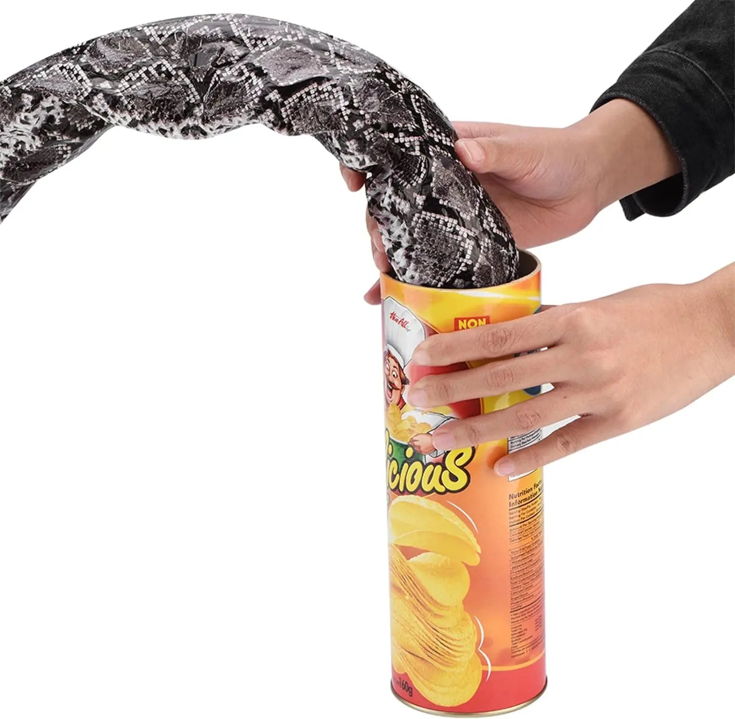 The Potato Chip Snake Can Jump Stage Magic Tricks Spring Snake Toy Jokes in A Can Gift
