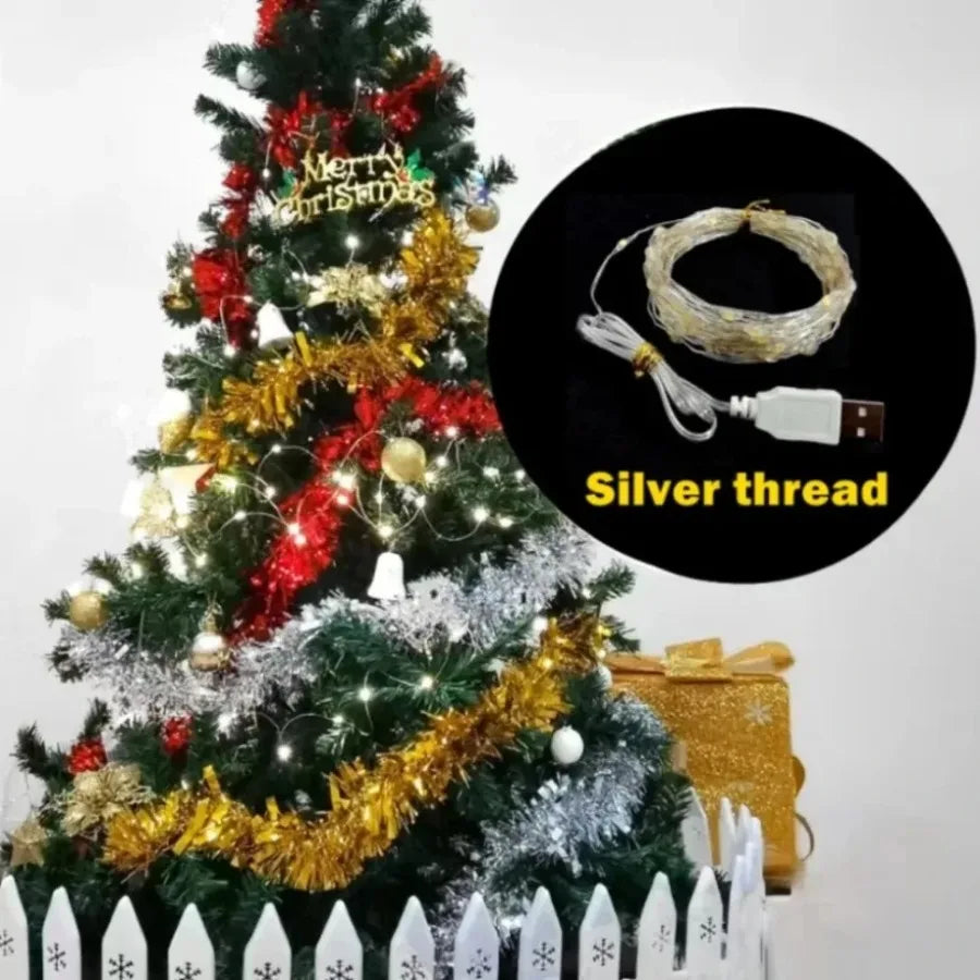 5/10/20M USB LED String Copper Silver Wire Garland Light Waterproof Fairy Decoration