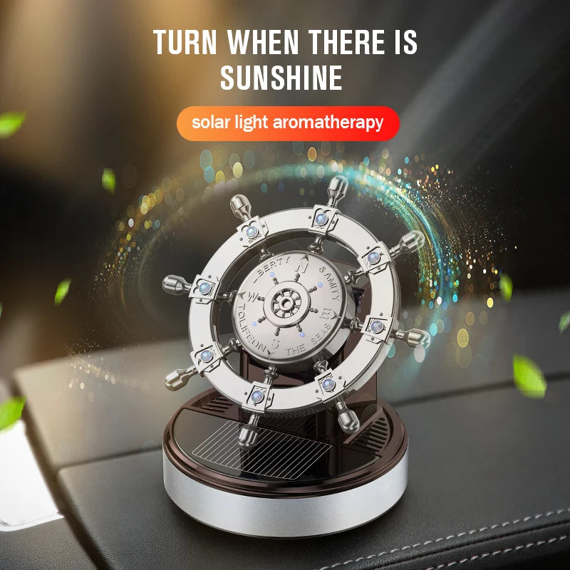 Solar rotating car fragrance creative metal boat rudder car perfume accessories