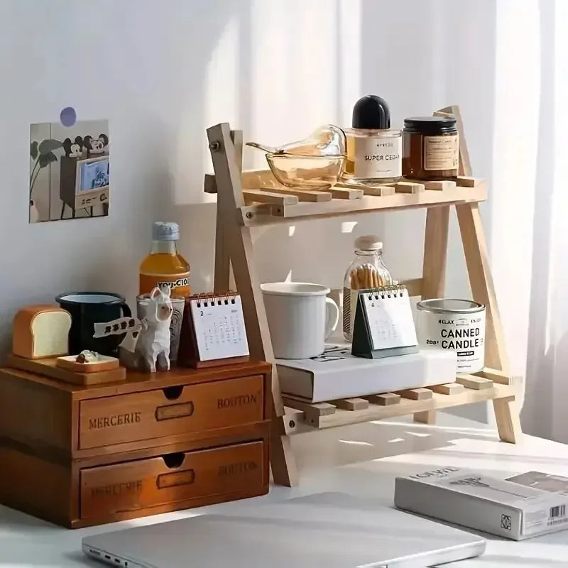 Bilayer Wooden Storage Shelf