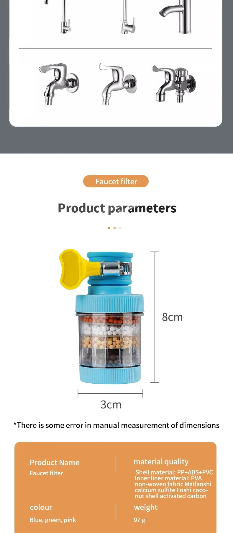 Water Faucet Filter Household Kitchen Home Mini Tap Water Clean Purifier