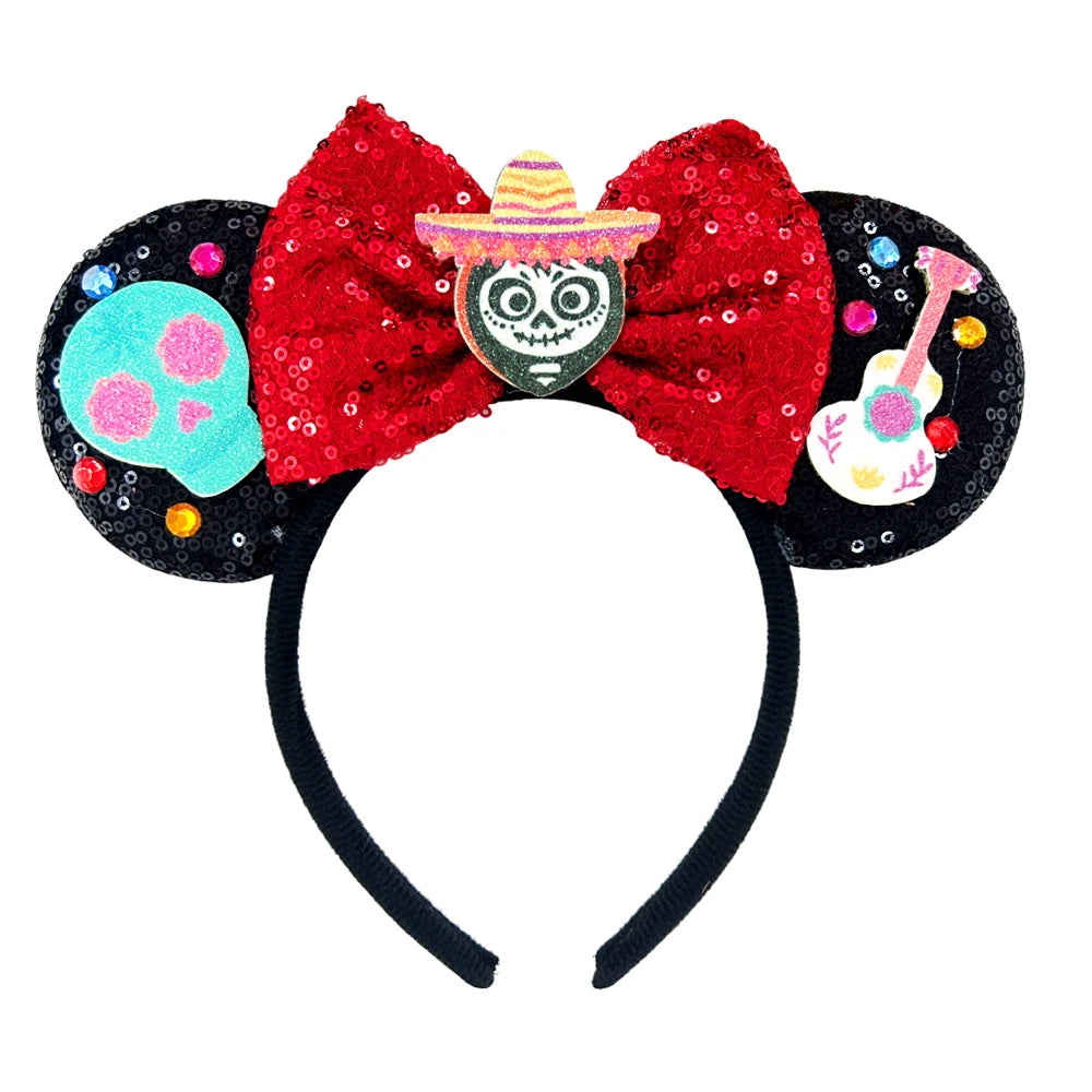 Newest Minnie Ears Headband Halloween Festival Party Sequins Bow Hair Accessories