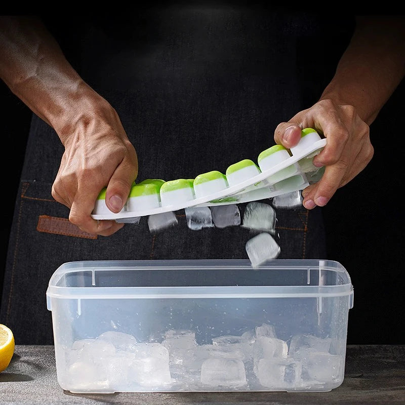 Ice Cube Tray Mold with Lid Silicone Square 14 Cube Easy Release Ice Cube Molds