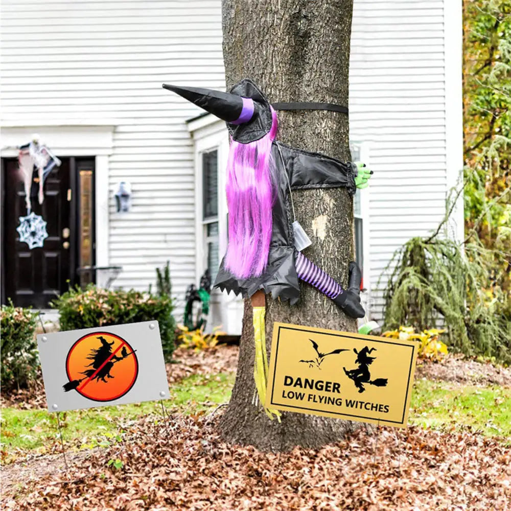 Halloween Crashing Witch Into Tree Outdoor Decoration Classic Flying Witch Pendant