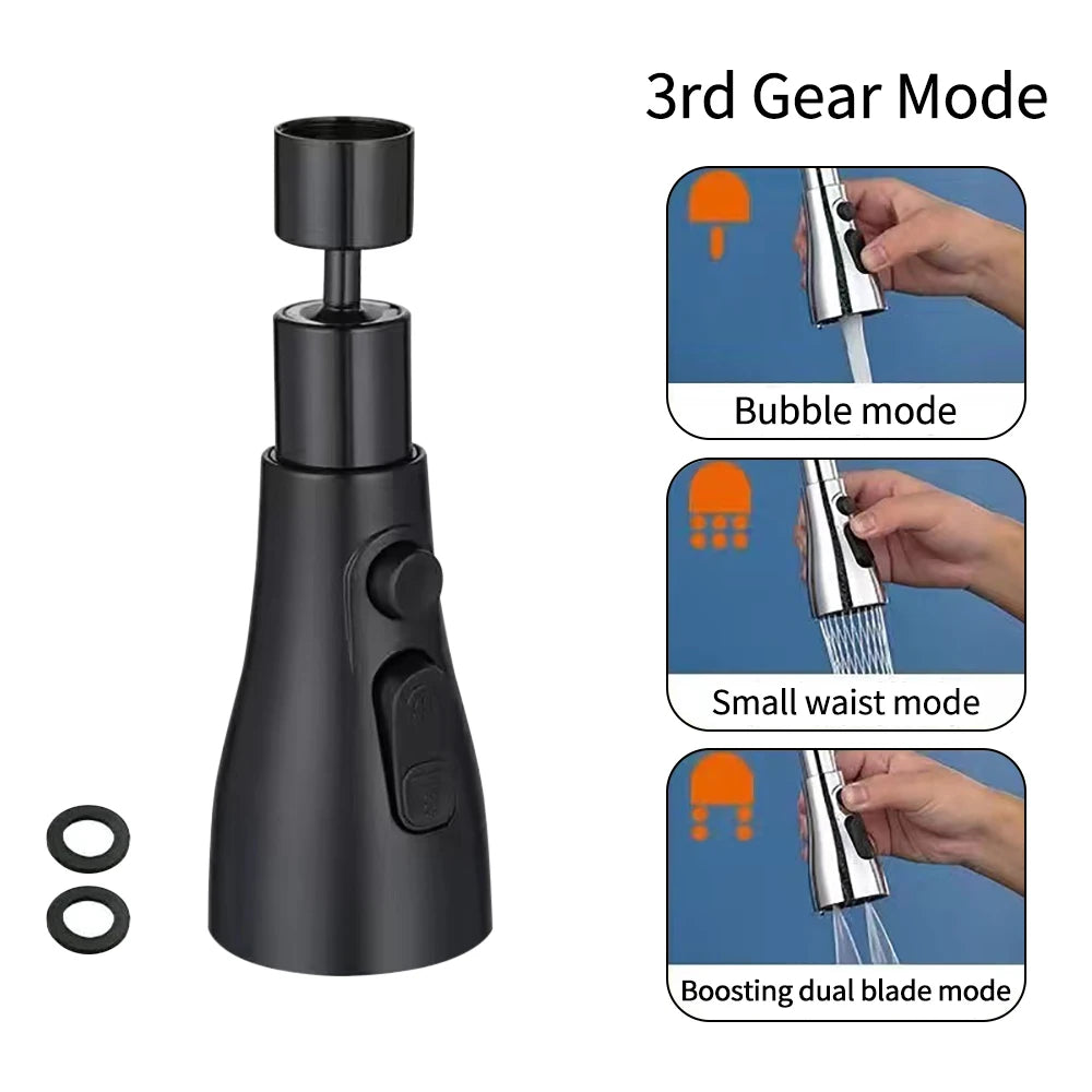 3 Modes Shower Head Kitchen Tap 360° Rotatable Flush High-Pressure Faucet Spray