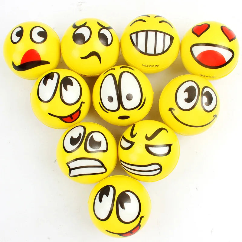 6PCS 6.3cm facial expression foam PU extrusion sports decompression children's toy