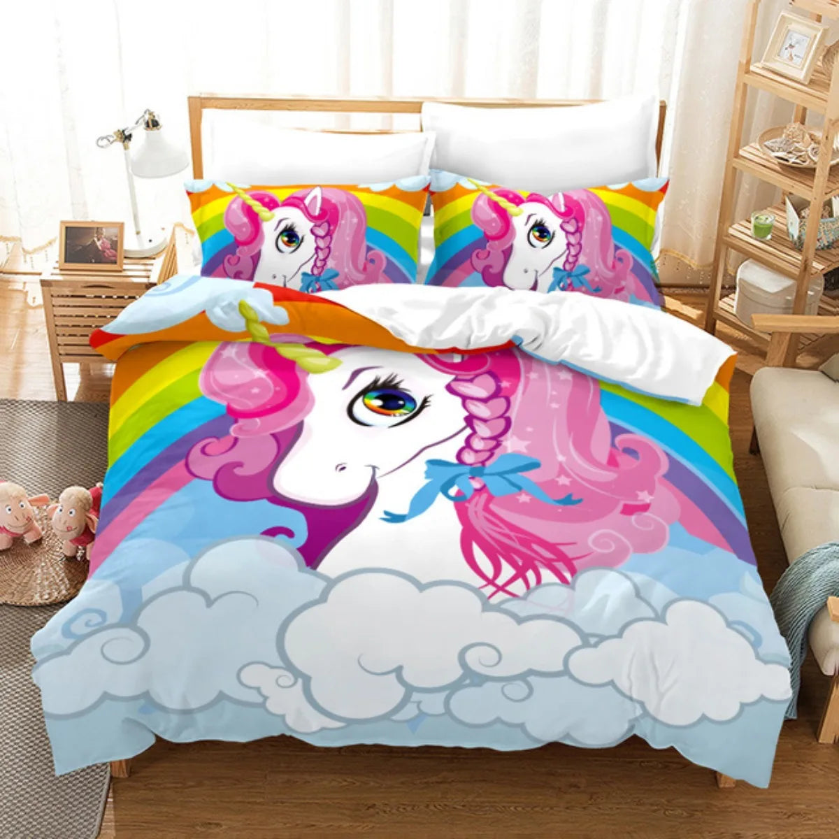 Rainbow Unicorn Bedding Set 3D Digital Printing