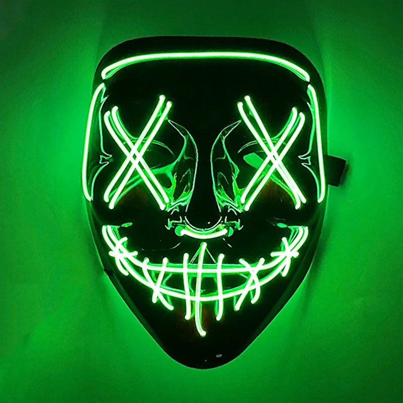 Wireless Glowing Mask LED Luminous Purge Mask Halloween Carnival Light Up Party Mask
