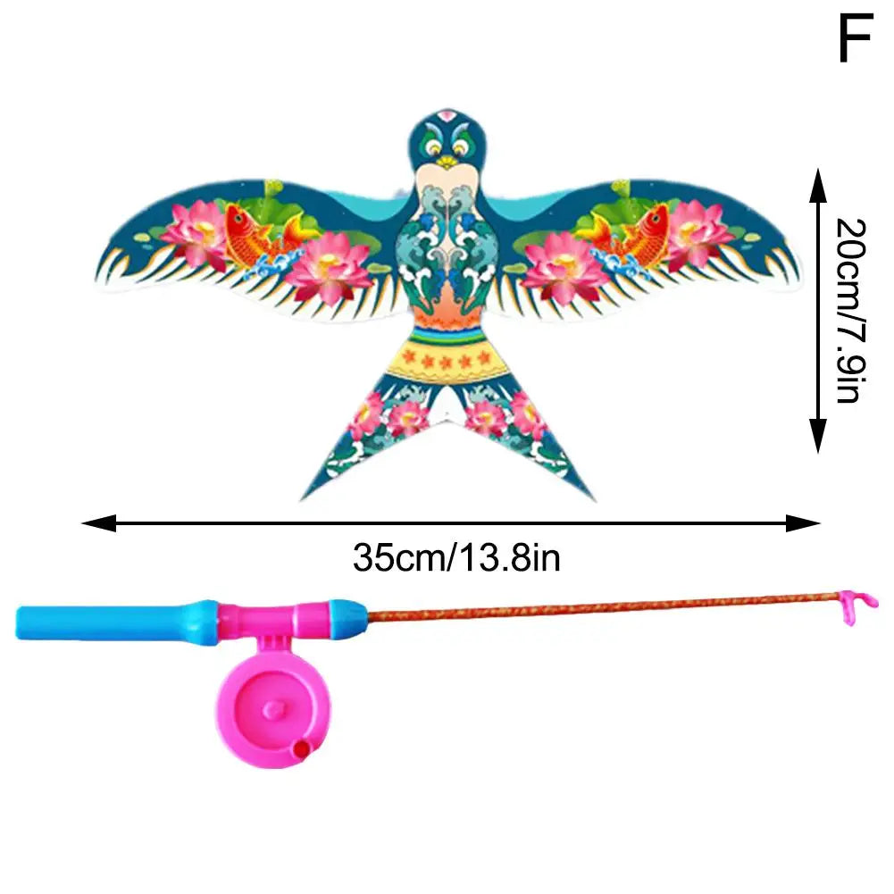 Outdoor Toys Kite Hand Brake Fishing Rod Butterflies For Kids