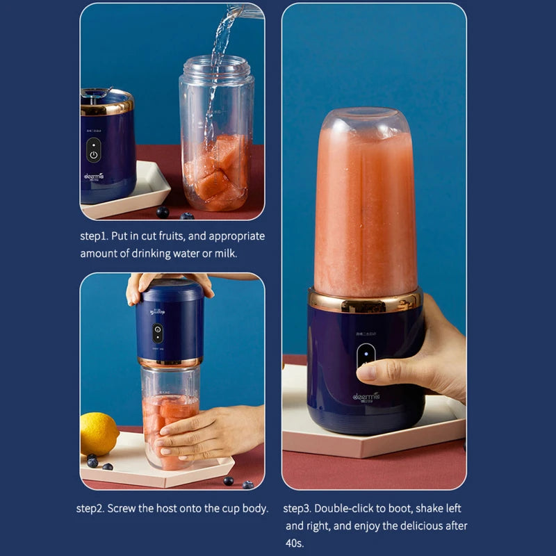 Portable Fruit Juice Blender Electric Mini Bottle USB 6 Blades Juicer Cup Machine