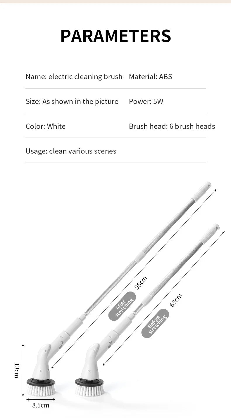 6 in 1 Powerful Electric Cleaning Brush Wireless Spin Scrubber Brush