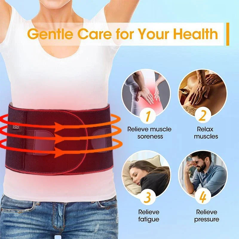 Adjustable Electric Heating Belt with Vibration Massage for Waist and Back Support