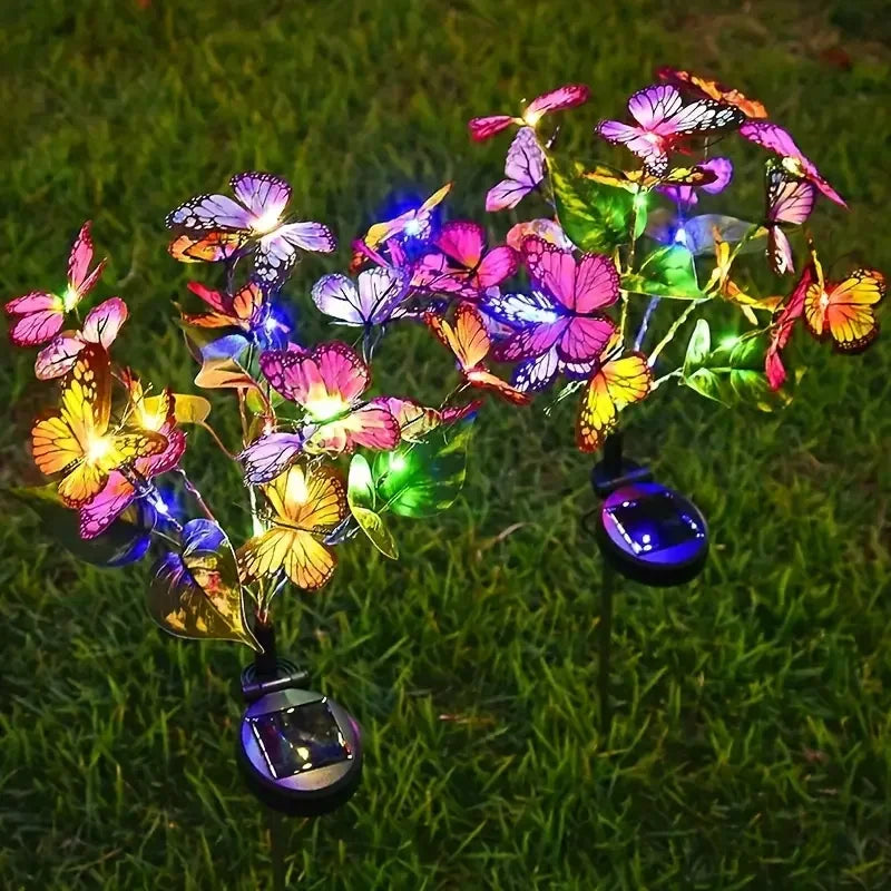 Solar LED Butterfly Flower Light Outdoor Simulation Garden Waterproof Lamp