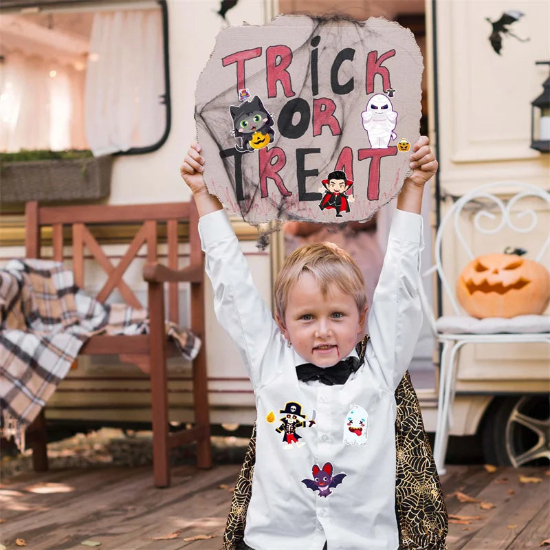 Kids DIY Halloween Stickers Make A Face Prank Puzzle Sticker Party Decoration