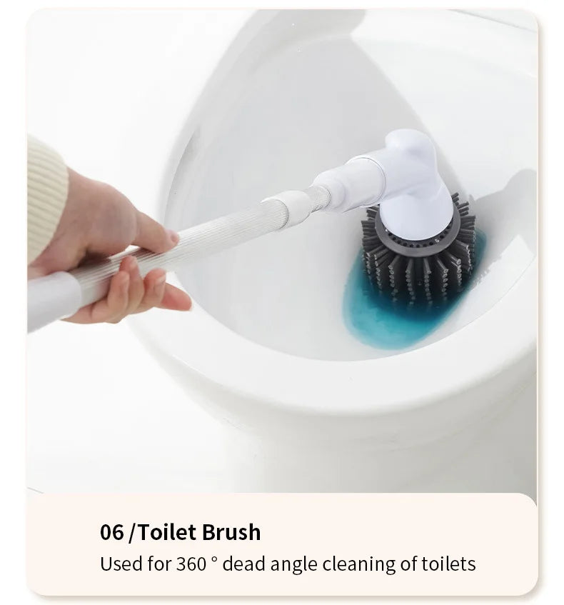 6 in 1 Powerful Electric Cleaning Brush Wireless Spin Scrubber Brush