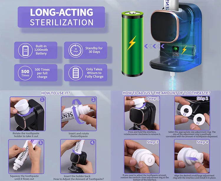 3-Mode Smart Toothpaste Dispenser